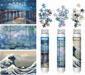 150 Piece Mini Jigsaw Puzzles for Adults & Kids, 6" x 4" Starry Night & More 3 Pack