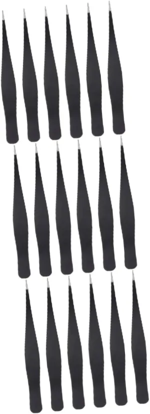 18pcs Stainless Steel Eyelash Tweezers Ergonomic Makeup Tweezers for Precision Grooming for Eyebrows and Lashes and Lightweight for Travel