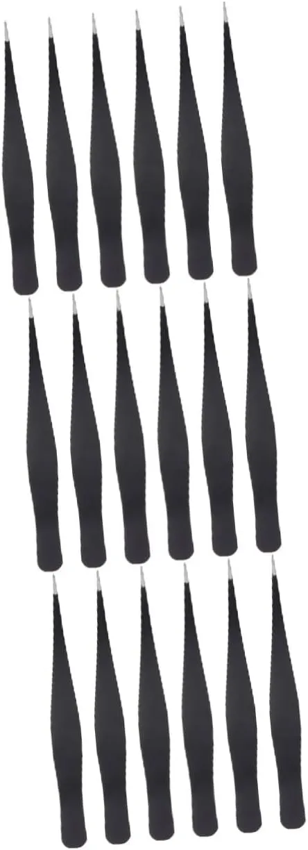 18pcs Stainless Steel Eyelash Tweezers Ergonomic Makeup Tweezers for Precision Grooming for Eyebrows and Lashes and Lightweight for Travel