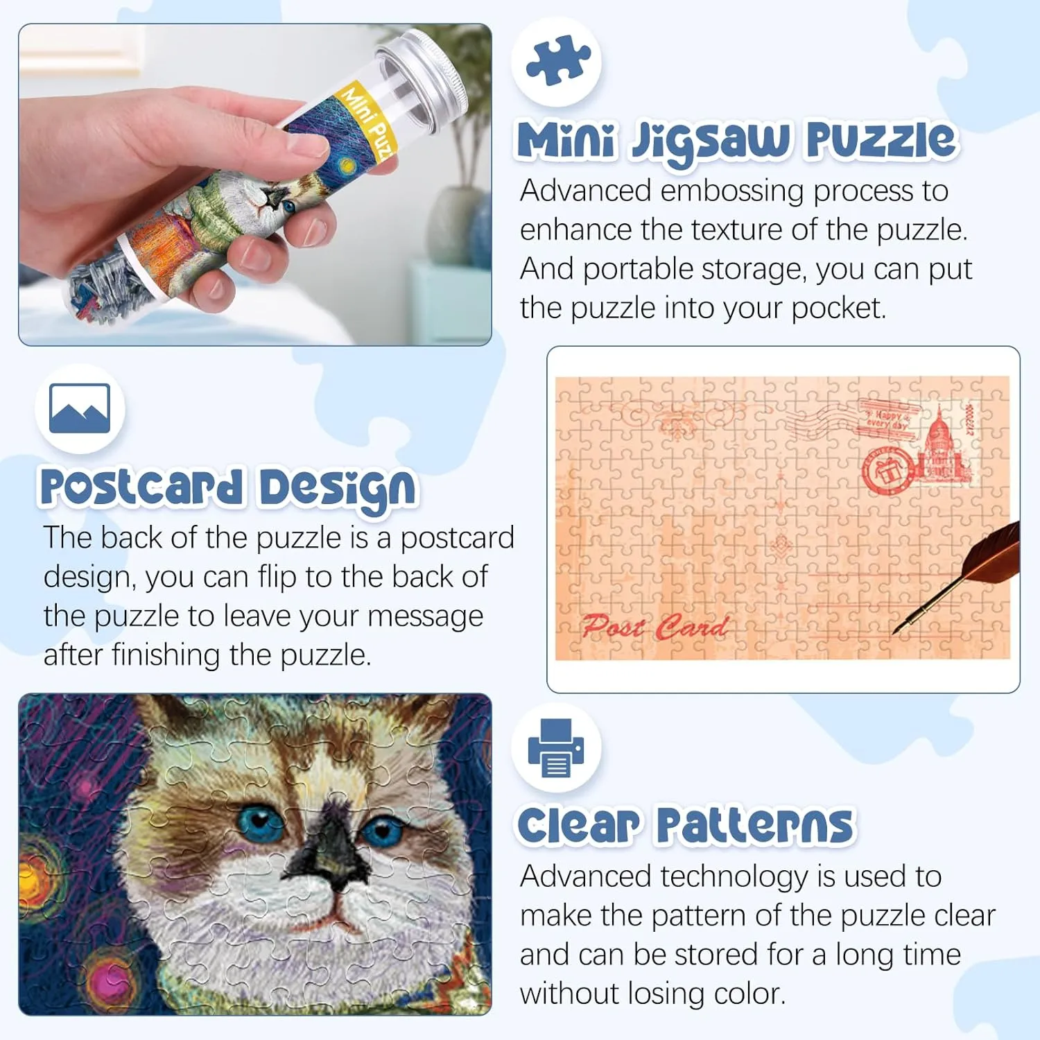 234 Mini Puzzles for Adults & Kids - Starry Night caps Coll Jumbo Puzzles 3 Pack (6" x 4")