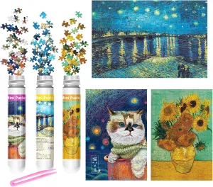 234 Mini Puzzles for Adults & Kids - Starry Night caps Coll Jumbo Puzzles 3 Pack (6" x 4")