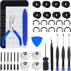 37-Pack Rubber Roller Replacement Set for Cricut Maker/Maker 3 with Blades & Silent Casters – Anti-Slip Retaining Clips Kit Prevents Roller Movement, Complete Maintenance Accessories