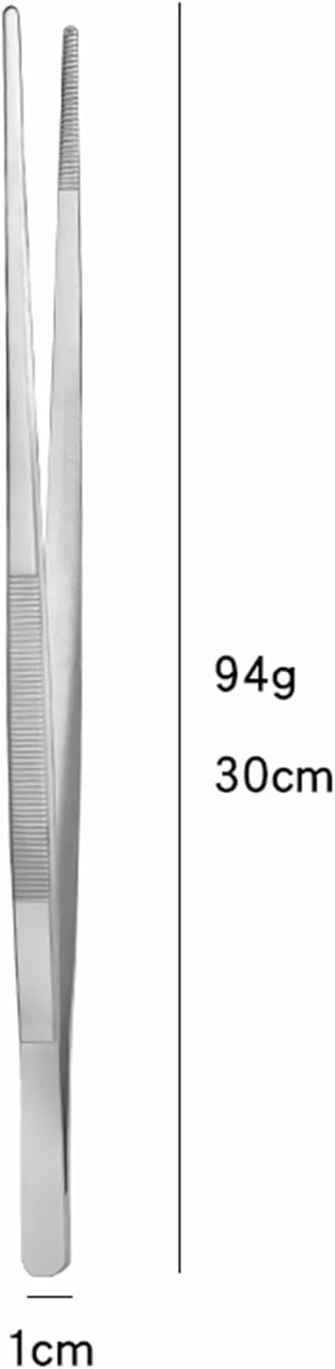 4 Pcs Stainless Steel Kitchen Chef Cooking Tweezers Precision Tongs Drawing Spoons Offset Spatula Set for Professional Chef Food Culinary Plating Decorating (Silver)