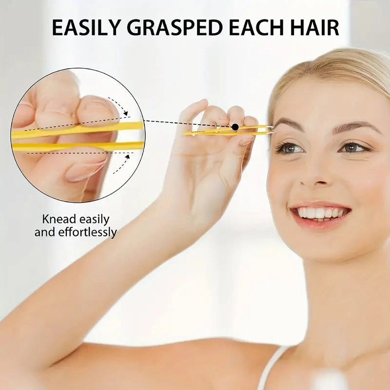 4-Pieces: Tweezers For Eyebrows, Straight, Slant, Angled and Pointy Tip