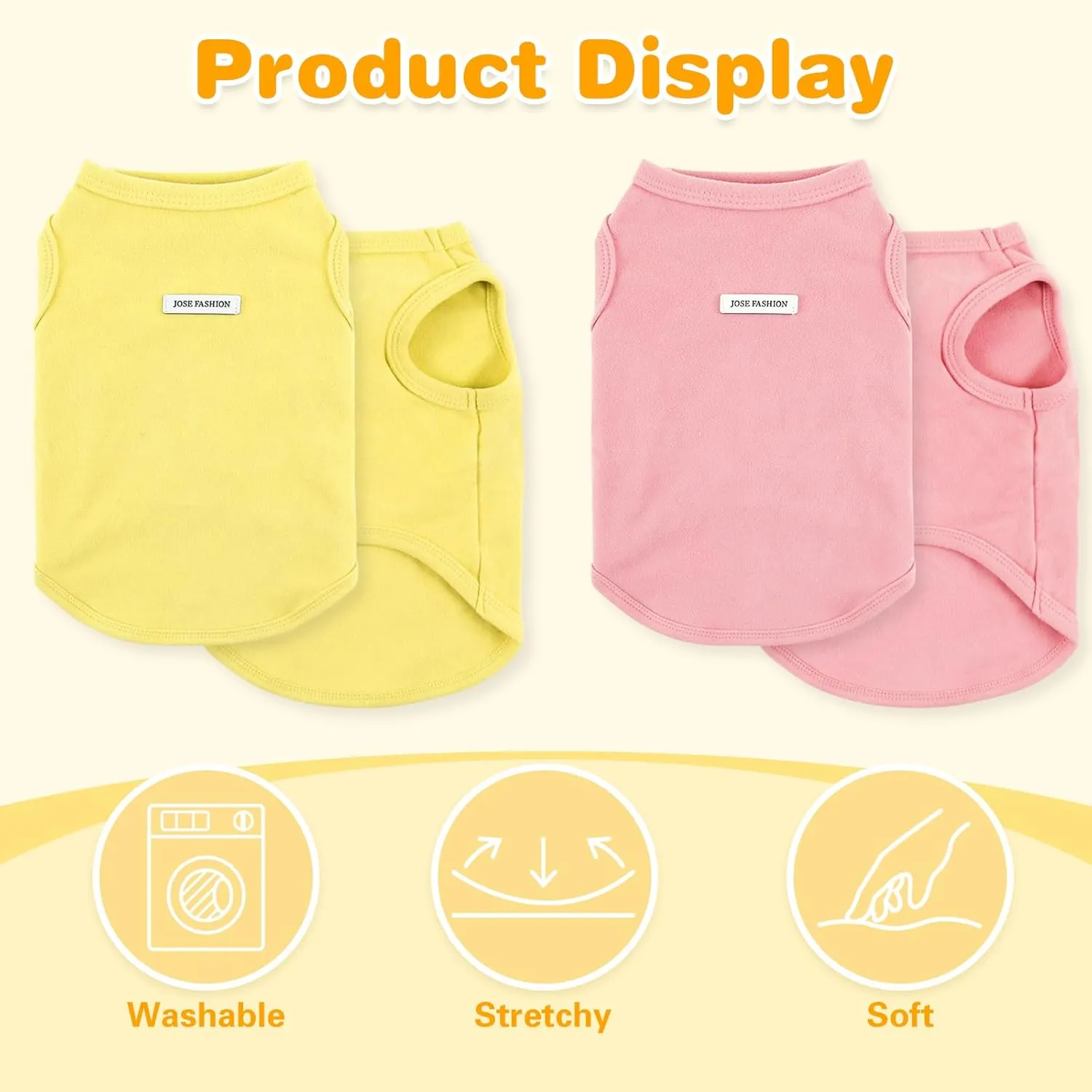 4Pcs Dog Shirt Dog Summer Clothes Sleeveless Doggy T-Shirt Colorful Puppy Tank Tops Breathable Vest Tshirts for Small Medium Dogs Cat Clothing (4pcs(Yellow White Blue Pink), S(3.3-5.5lb))