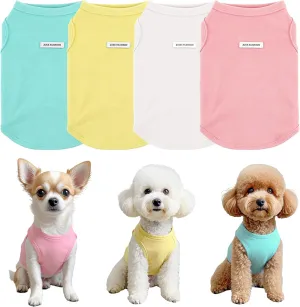 4Pcs Dog Shirt Dog Summer Clothes Sleeveless Doggy T-Shirt Colorful Puppy Tank Tops Breathable Vest Tshirts for Small Medium Dogs Cat Clothing (4pcs(Yellow White Blue Pink), S(3.3-5.5lb))