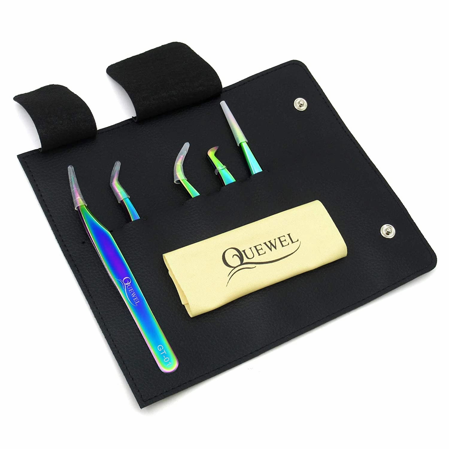 5PCS Rainbow Eyelash Extensions Tweezers Set