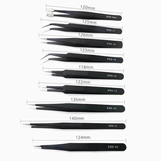 9 PIECE PRECISION TWEEZER SET W/BAG