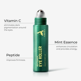 Abera Eye Roller Serum for Men – Eye Bags, Dark Circles & Puffiness Treatment – Mint Essence with Vitamin C & Peptides 0.34 fl oz (Set 3   5 Eyemask)