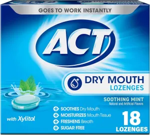 ACT Total Care Dry Mouth Lozenges, Mint (6 x 18 ea)