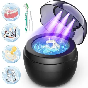 AI Ultrasonic Retainer Cleaner, 250ML Retainer Cleaner Machine for Dentures, Mouth Guards, Braces, Toothbrush Heads, Jewelry, Ring, 50kHz Digital ultrasonic Cleaner with 4 Modes