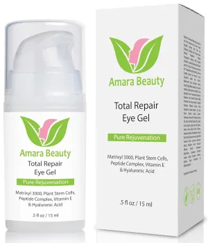 Amara Beauty Eye Cream Gel for Dark Circles and Puffiness with Peptides & Hyaluronic Acid, 0.5 fl. oz.