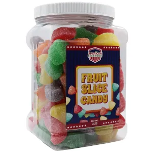 American Best Food Assorted Fruit Slice Wedges Gummy Candy, Lemon, Orange, Grape, Cherry, Mint, (3 LB) Jar