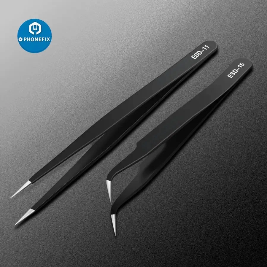 Anti-static Stainless Steel Tweezers Phone Forceps IC Removal Tool