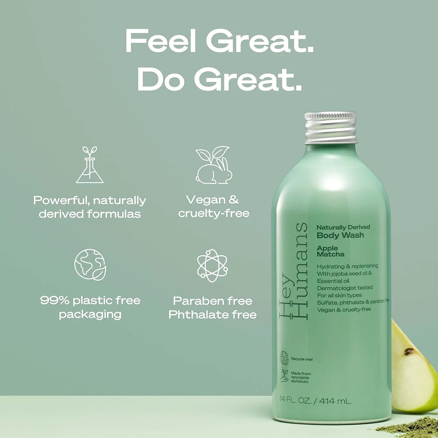 Apple Matcha and Coconut Mint - Moisturizing Body Wash with Natural Ingredients & Jojoba Oil | Clean, Vegan, Sulfate Free Bath & Body Wash for Women & Men | Recyclable Bottle, 14 Fl Oz (Variety Pack)