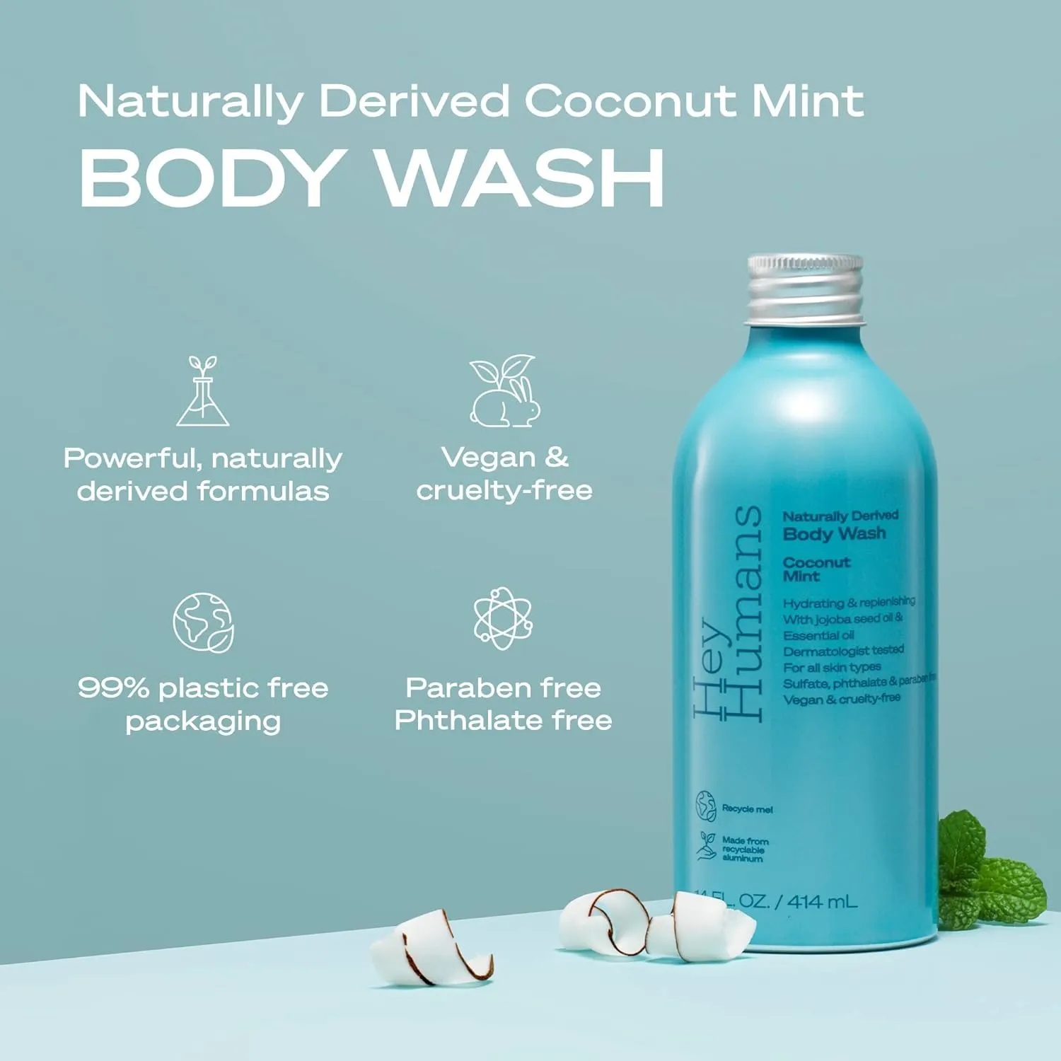Apple Matcha and Coconut Mint - Moisturizing Body Wash with Natural Ingredients & Jojoba Oil | Clean, Vegan, Sulfate Free Bath & Body Wash for Women & Men | Recyclable Bottle, 14 Fl Oz (Variety Pack)