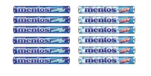 Assorted Menthol Mint Candy Rolls - Chewy Dragees Cooling Menthol and Smooth Classic Non Melting Fun Party Travel Office 1.32 Oz Pack of 12
