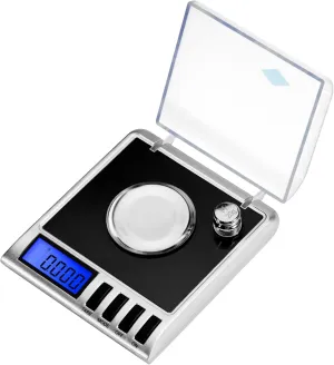 AWS Gemini-50 Milligram Scale 50g x 0.001g – Digital Jewelry/Lab Scale for Powder, Gold, Gems – Includes Calibration Weights, Tweezers & Tray – Tare, Cal, 6 Units, Pocket Size Mg Scale (Black)