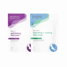 Barefoot Scientist Foot Care Bundle: Reboot Exfoliating Foot Peel & High Dive Hydrating & Cooling Foot Mask for Soft, Smooth, Refreshed, and Moisturized Feet