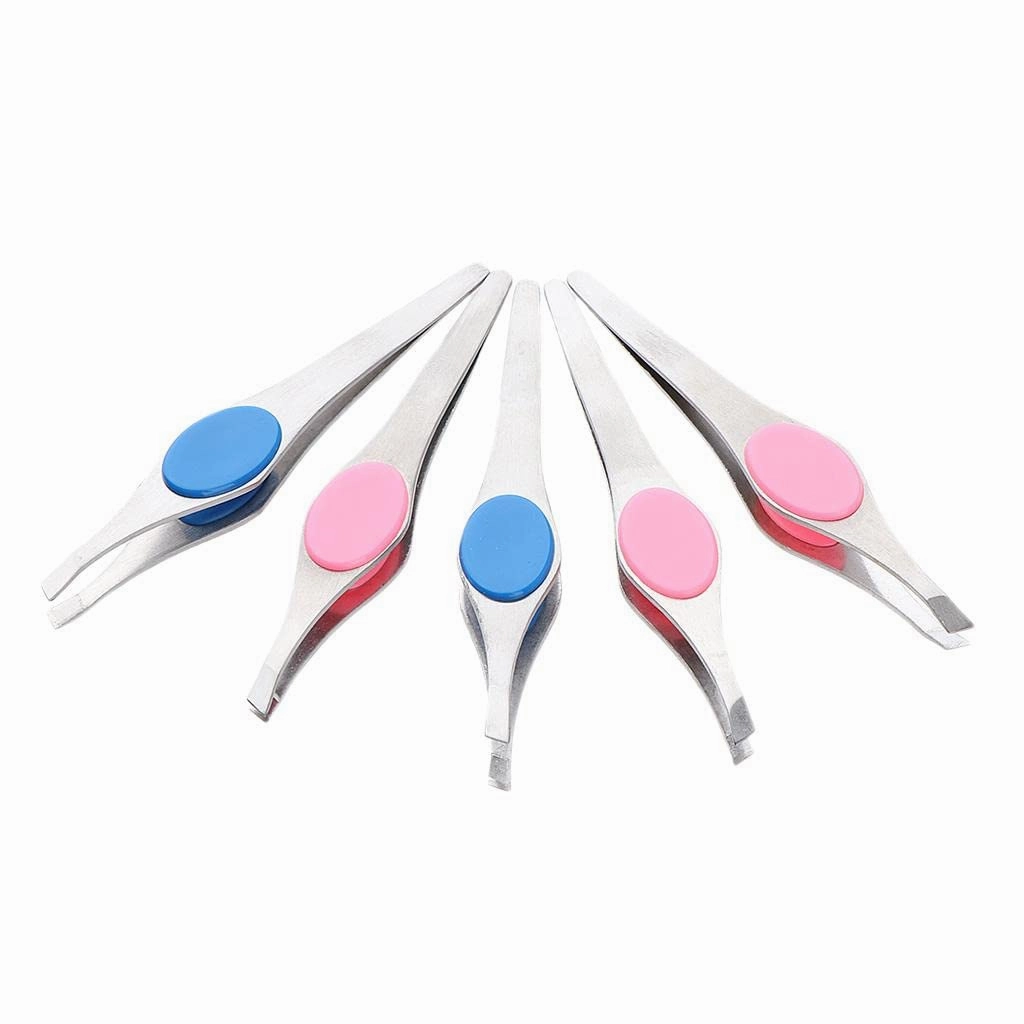 barenx Professional 5-Piece Slanted Flat Tip Tweezers for Eyebrows And Eyelashes - 02