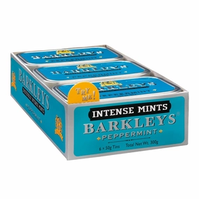 Barkleys Peppermint Breath Mints - Breath Mint, Mints Travel Size, After Dinner Mints, Peppermints Breath Freshener, Peppermint Candy in Reusable Classic Travel Tins, Vegan, 6 Pack - 50 Count Each