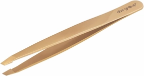 Bevelled Eyebrow Tweezers - Oblique Tweezers Gold, 9.5 cm (1437), Precision Cosmetic Tool for Eyebrow Styling