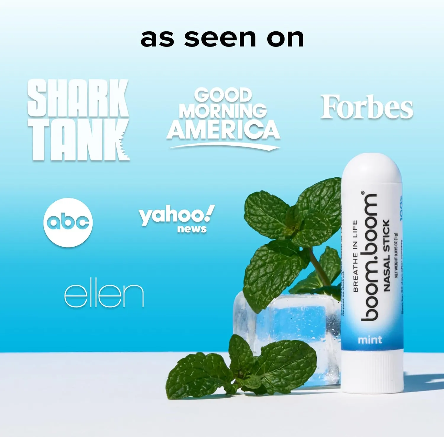 BoomBoom Nasal Stick (3 Pack) | Vapor Flow Technology | Better Breathing   Natural Focus | Cool Refreshing Sensation | Premium Essential Oils   Menthol Inhaler (Mint)