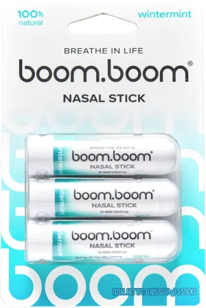 BoomBoom Nasal Stick (3 Pack) | Vapor Flow Technology | Better Breathing   Natural Focus | Cool Refreshing Sensation | Premium Essential Oils   Menthol Inhaler (Wintermint)