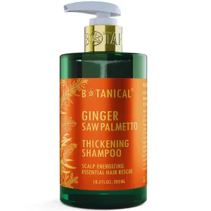 Botanical Hair Growth Ginger Shampoo with Saw Palmetto for Hair Loss and Hair Thinning Prevention Scalp Energizing Natural Thickening Shampoo Regrowth Products For Women & Men 10.2 Fl Oz