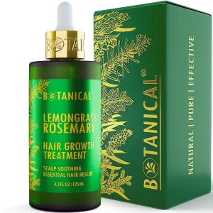 Botanical Scalp Soothing Hair Treatment with Lemongrass, Rosemary Oil, and Biotin - Stimulating Pre-Shampoo Thickening Formula for Thinning Hair in Women & Men, 4.2 Fl Oz