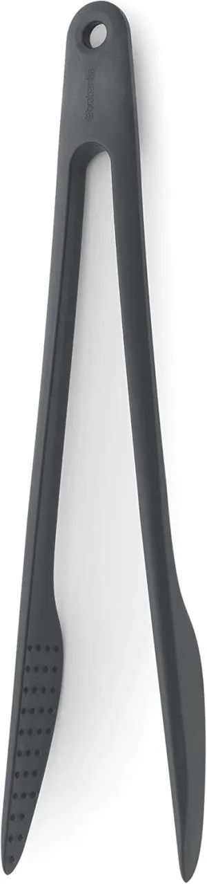 Brabantia Tasty  Precision Tongs (Granite Gray) Non-Stick, Heat-Resistant, Dishwasher-Safe Nylon Serving, Grilling Cooking Tongs