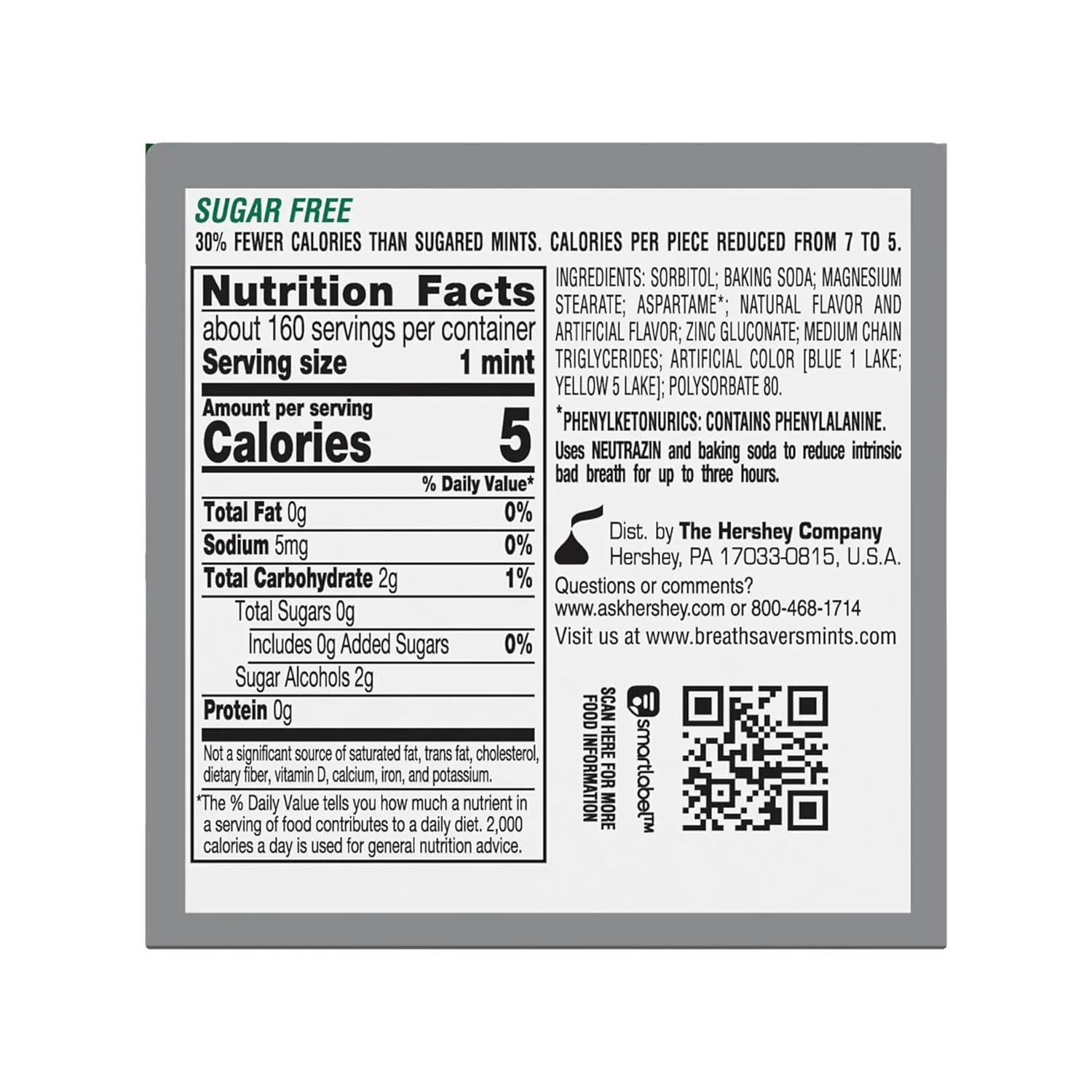 BREATH SAVERS Spearmint Sugar Free Breath Mints Tins, 1.27 oz (8 Count)