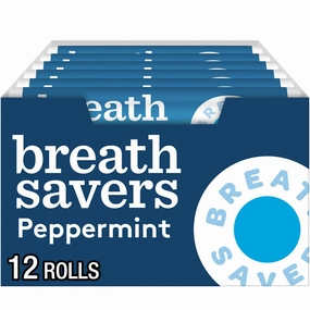 BREATH SAVERS Peppermint Sugar Free Breath Mints Rolls, 0.75 oz (24 Count)