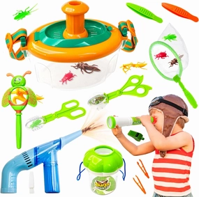 Bug Catcher Kit for Kids, 18pcs Bug Catching Kit Including Bug Cage Scissor Style Bug Catcher Tong Vacuumtweezers Magnifying Glass etc Bug Catching Kit for Kids 5-7, 8-12