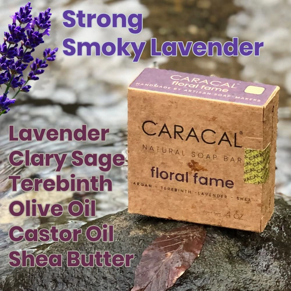 CARACAL 6-Bar Variety Pack, Handmade All Natural Soap for Men - Active, Purely Special, Floral Fame, Fire in The Woods, 2x ClarySweet