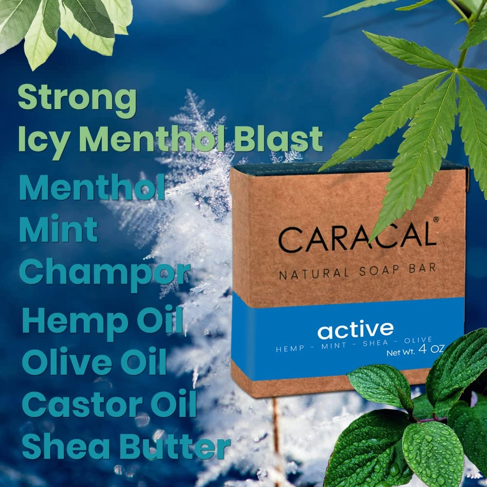 CARACAL 6-Bar Variety Pack, Handmade All Natural Soap for Men - Active, Purely Special, Floral Fame, Fire in The Woods, 2x ClarySweet