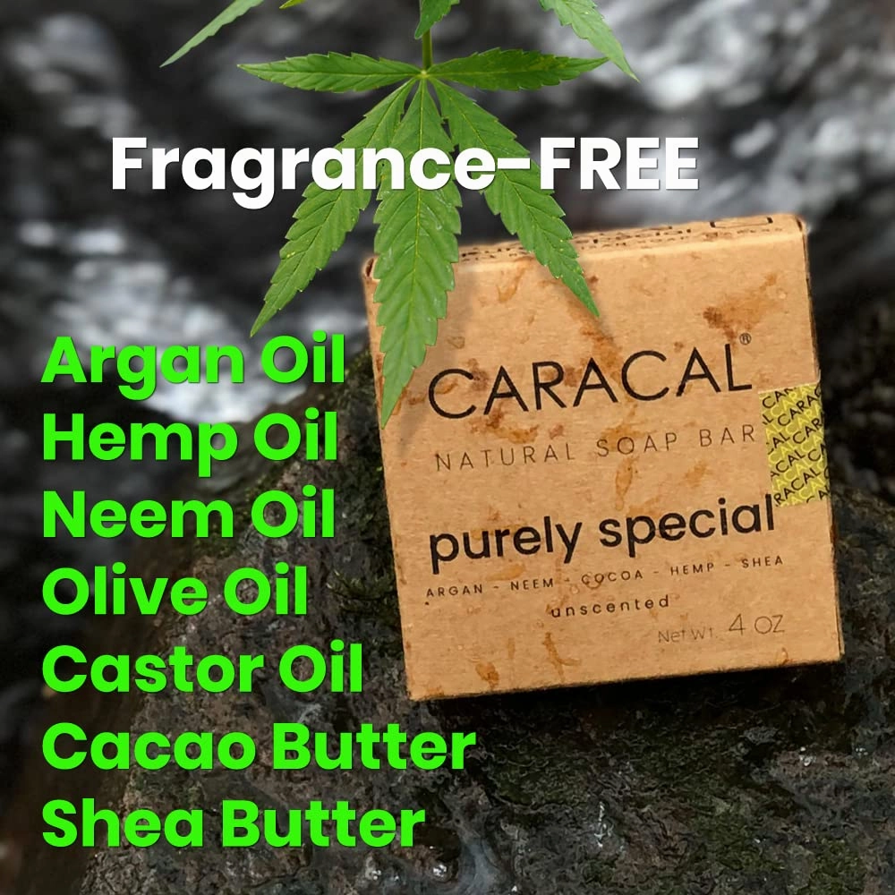 CARACAL 6-Bar Variety Pack, Handmade All Natural Soap for Men - Active, Purely Special, Floral Fame, Fire in The Woods, 2x ClarySweet