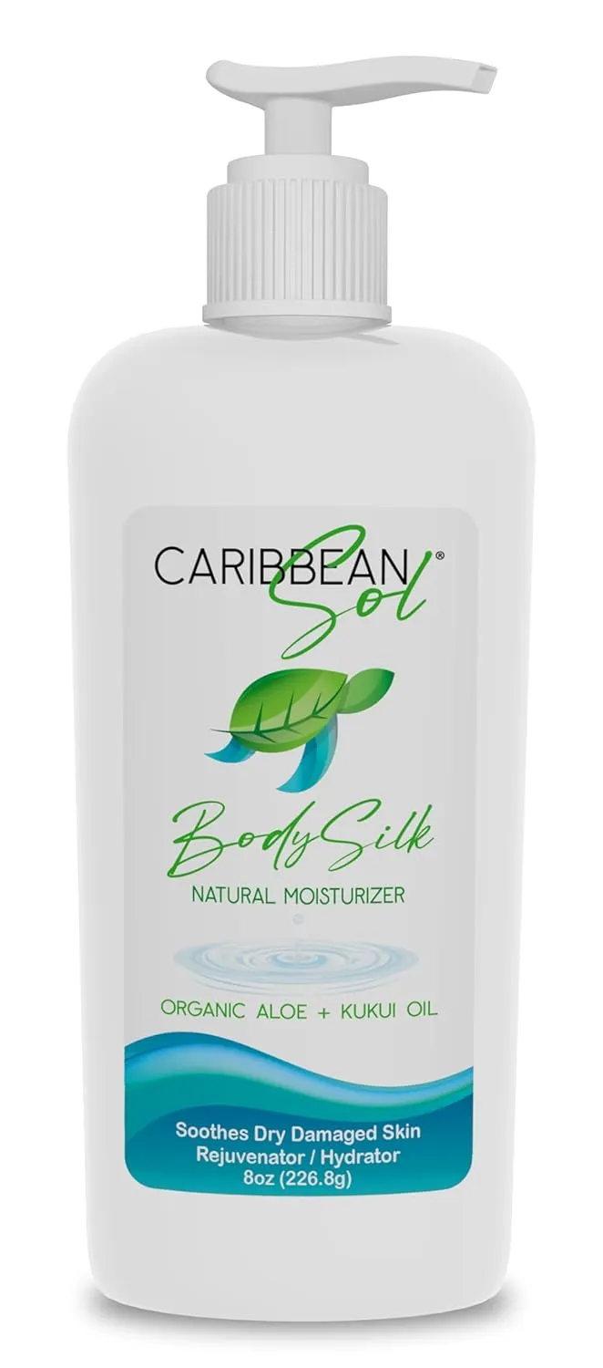 Caribbean Sol Body Silk Moisturizer, 8oz - Natural After Sun Lotion with Organic Aloe and Vitamin E, Paraben-Free After Sun Skin Care, Tan Extender Lotion, Beach Vacation Essentials, Travel Essentials