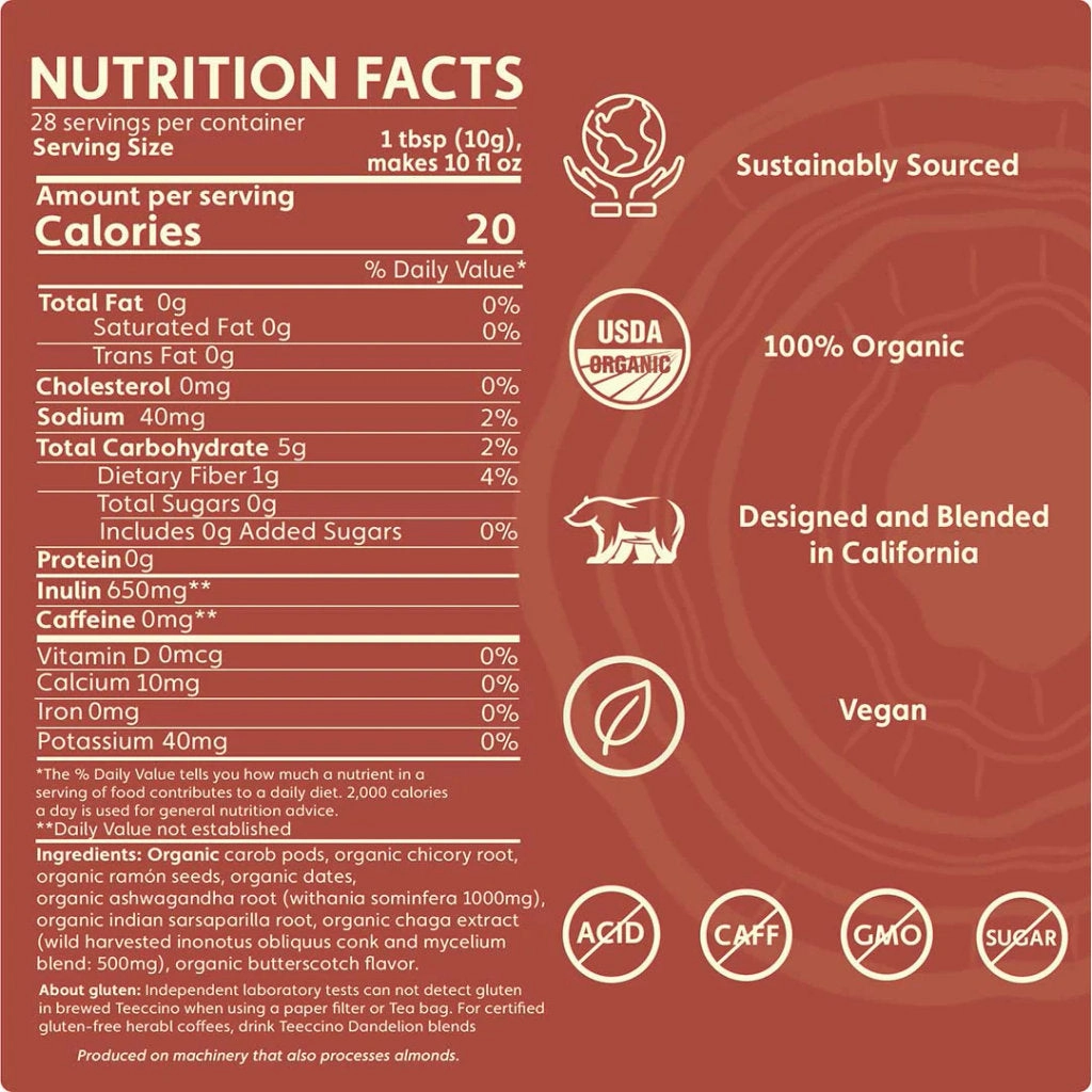 Chaga Ashwagandha Butterscotch Mushroom Herbal Coffee
