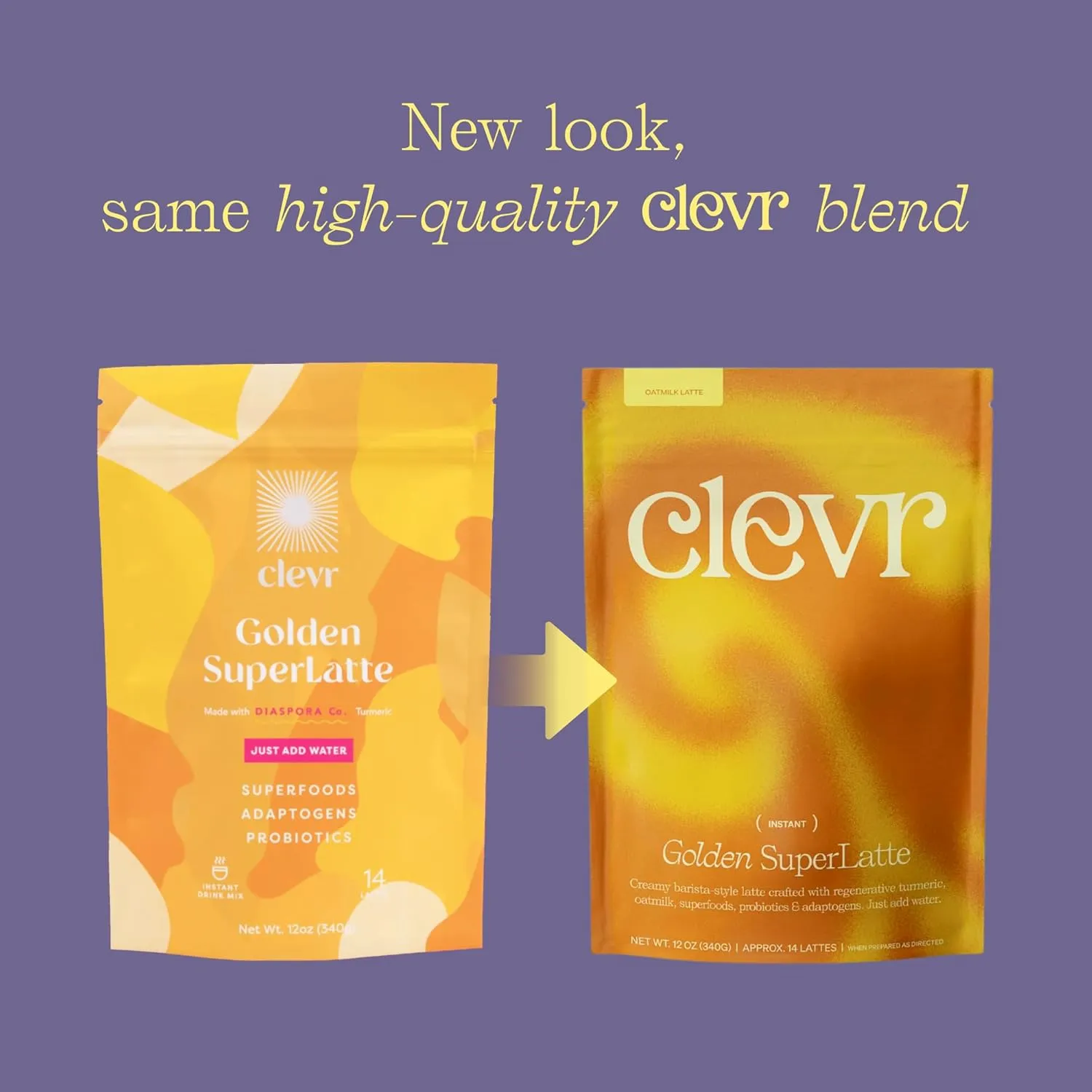 Clevr Blends London Fog Latte, Vegan, Earl Grey Instant Tea Mix, Superfood Powder Blend with Oat Milk, Black Tea, Reishi Mushroom, Organic Spices, Coconut Cream, Ashwagandha, Serve Hot or Iced, 12 oz