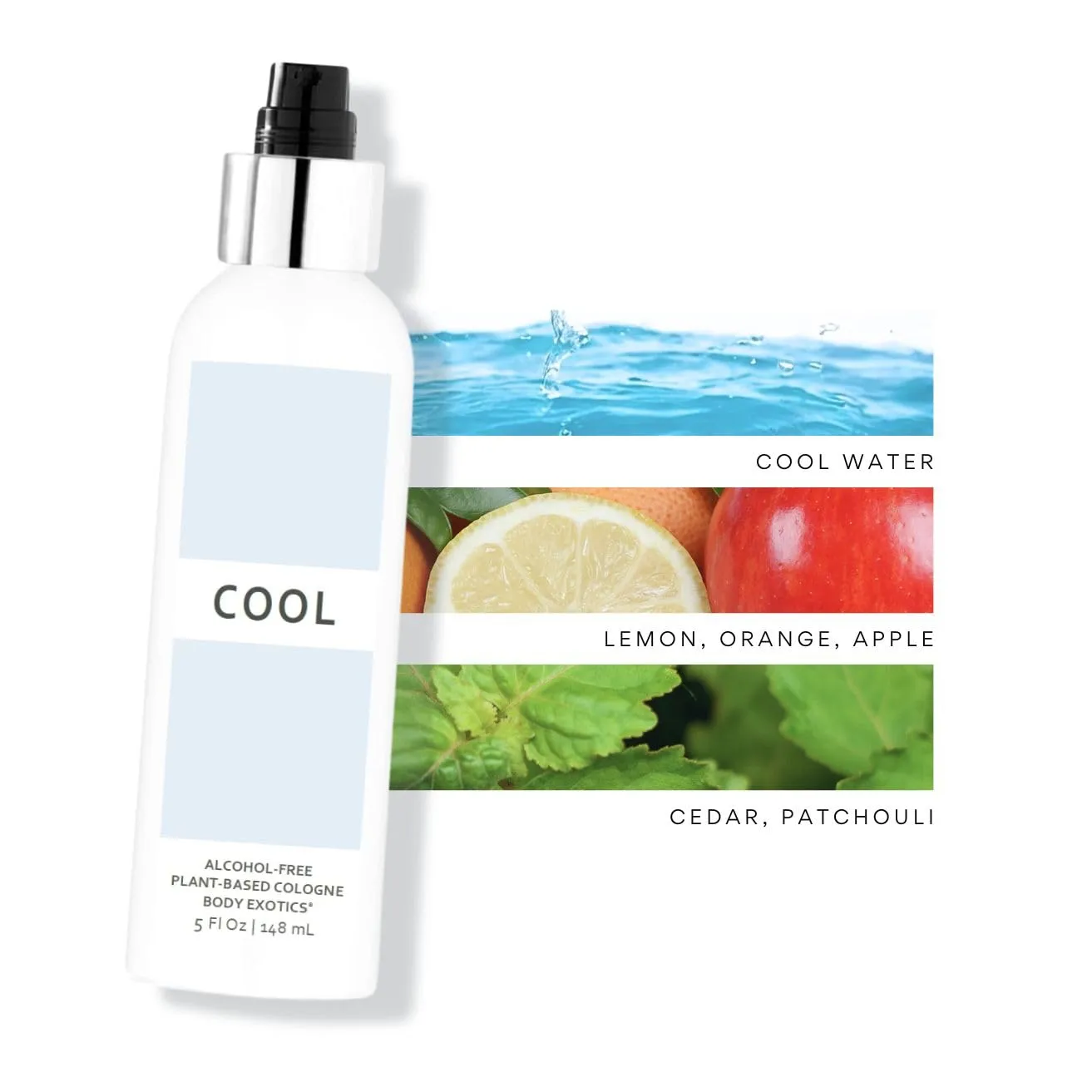 COOL ALCOHOL-FREE Fragrance Mist 5 Fl Oz - a Sophisticated Water Blend of Marine & Green Notes, Cooling Mint, Rich Cedarwood & Musk - with Plant Extracts (COOL (ALCOHOL-FREE))