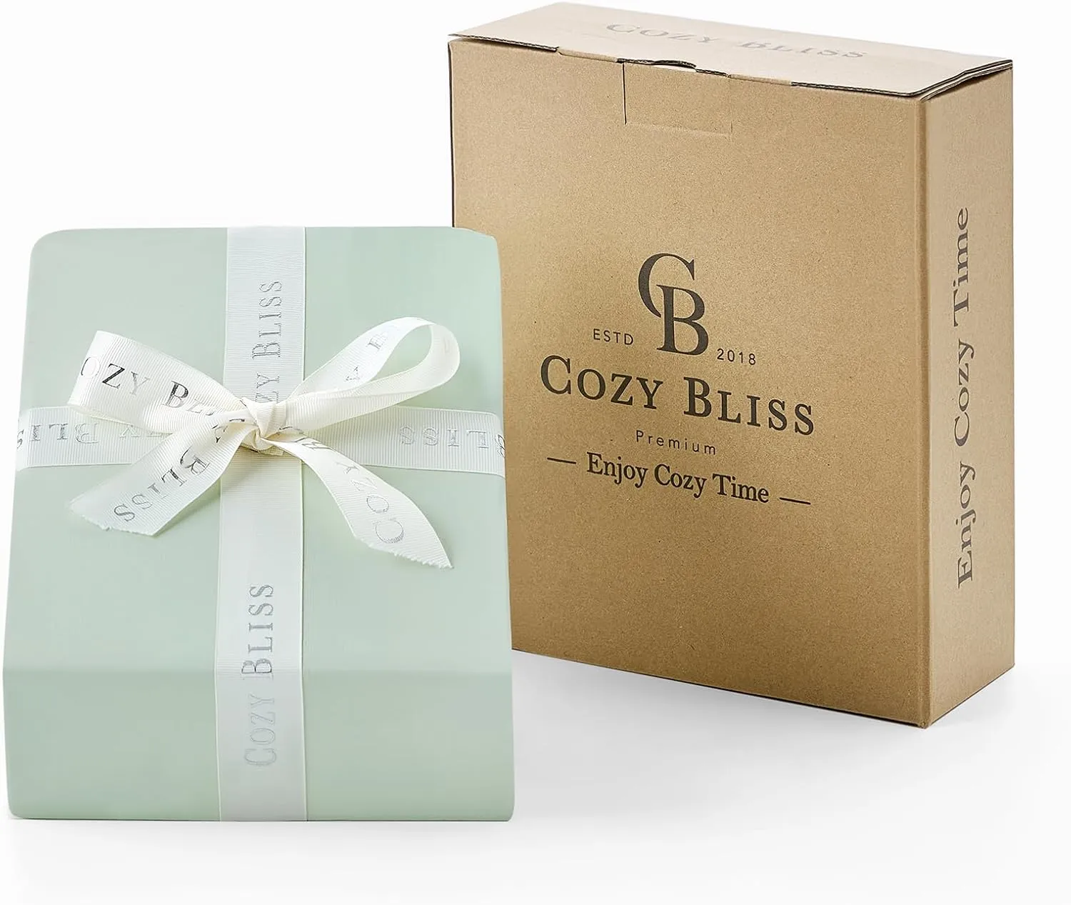 Cozy Bliss Cooling Sheet Set Queen Size, Q-Max>0.4, 3PCS No Flat Sheet with 2 Pillowcases, Breathable Fitted Sheet for Hot Sleepers & Night Sweats, Deep Pocket Up to 15 Inches, Light Mint Green