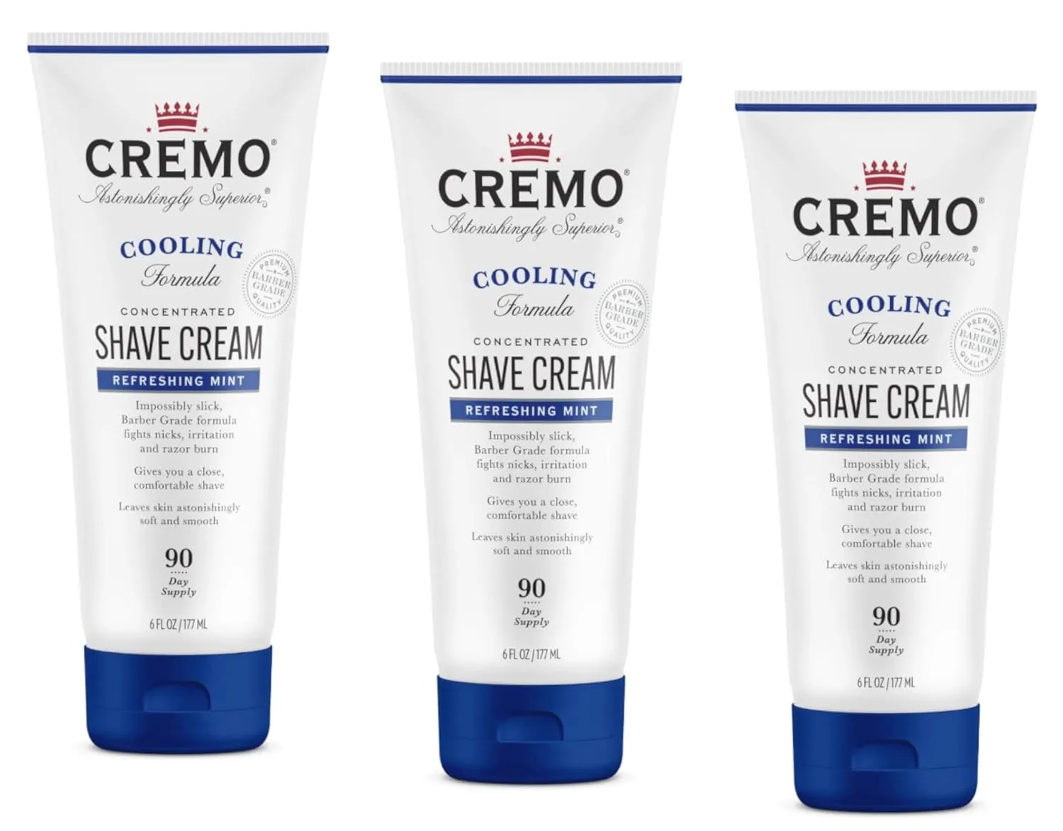 Cremo Shave Cream Refreshing Mint, Cooling Formula, 6 fl oz (Pack of 3)
