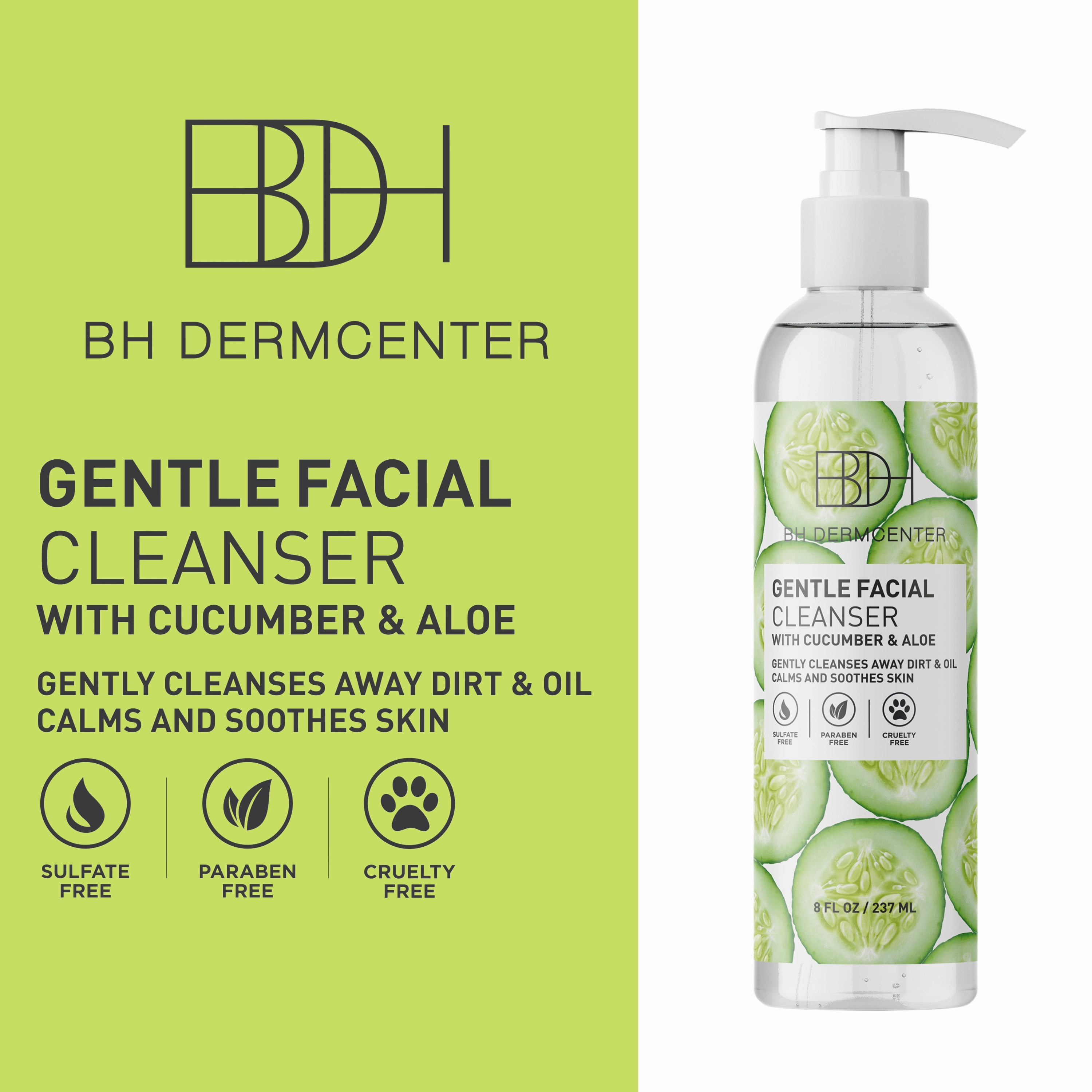 Cucumber Aloe Facial Cleanser by BH DERMCENTER - 8 FL OZ / 237 ML