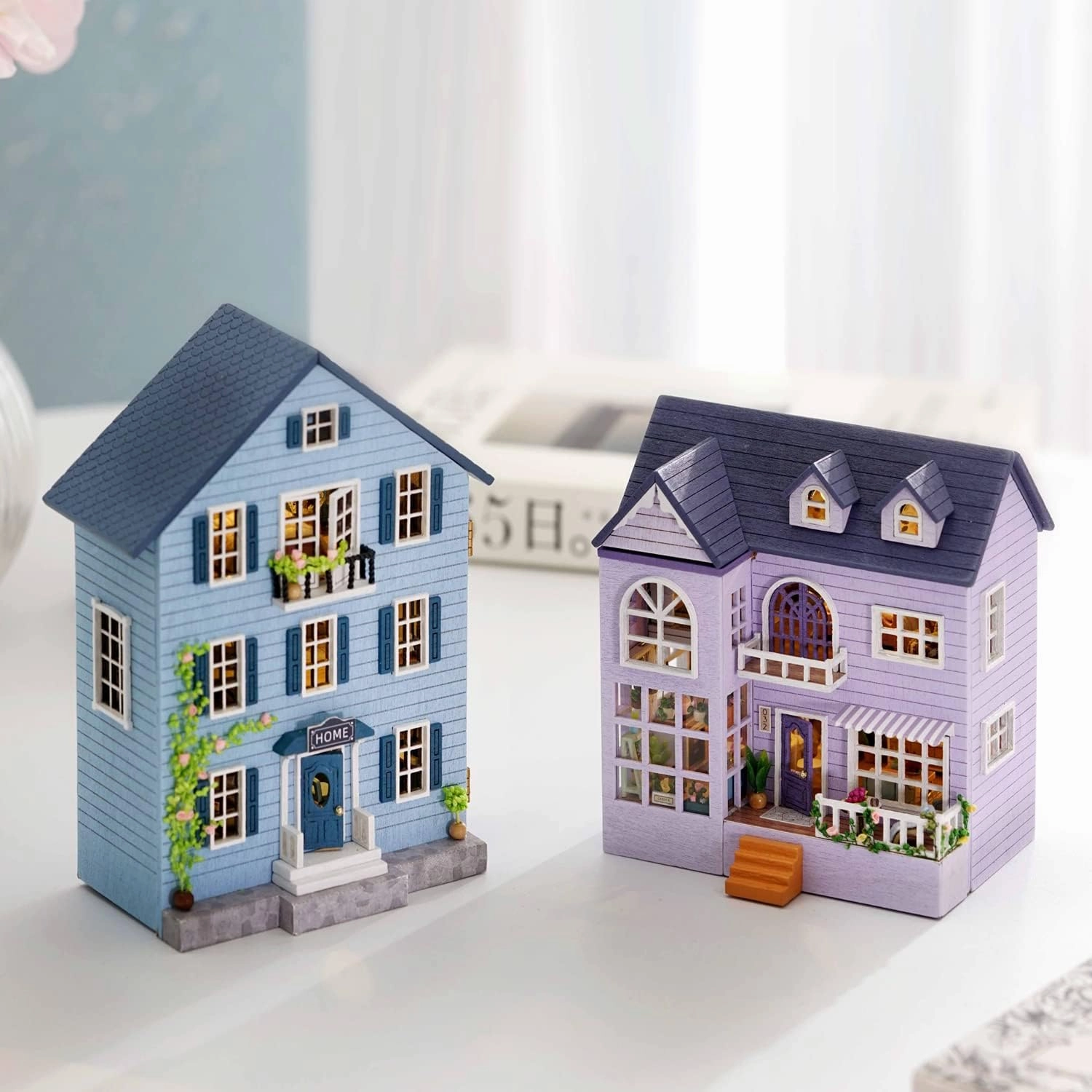 CUTEROOM Dollhouse Miniature with Furniture, DIY Wooden Dollhouse Kit Plus LED Lights, Creative Room for Valentine's Day Gift Idea (D031)