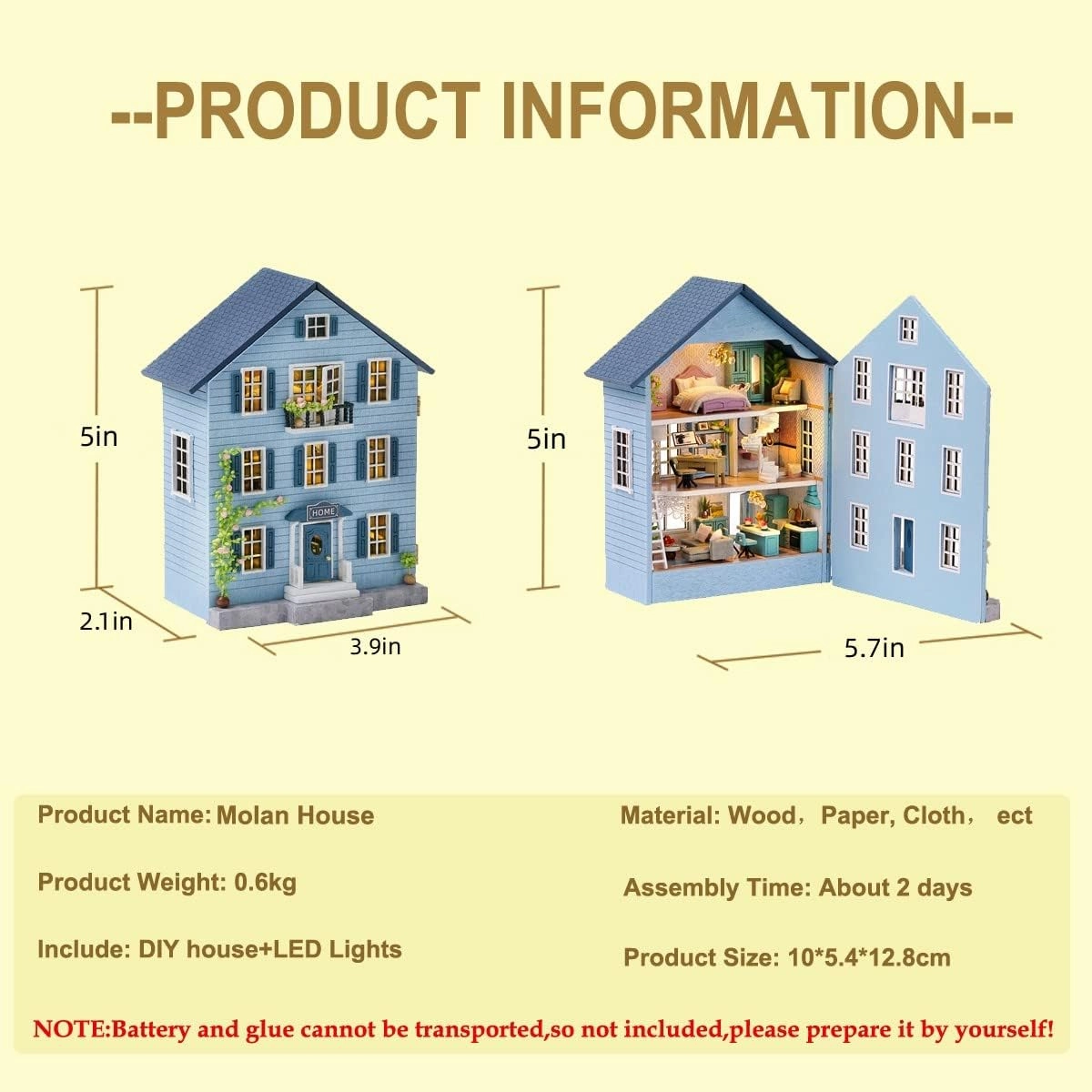 CUTEROOM Dollhouse Miniature with Furniture, DIY Wooden Dollhouse Kit Plus LED Lights, Creative Room for Valentine's Day Gift Idea (D031)