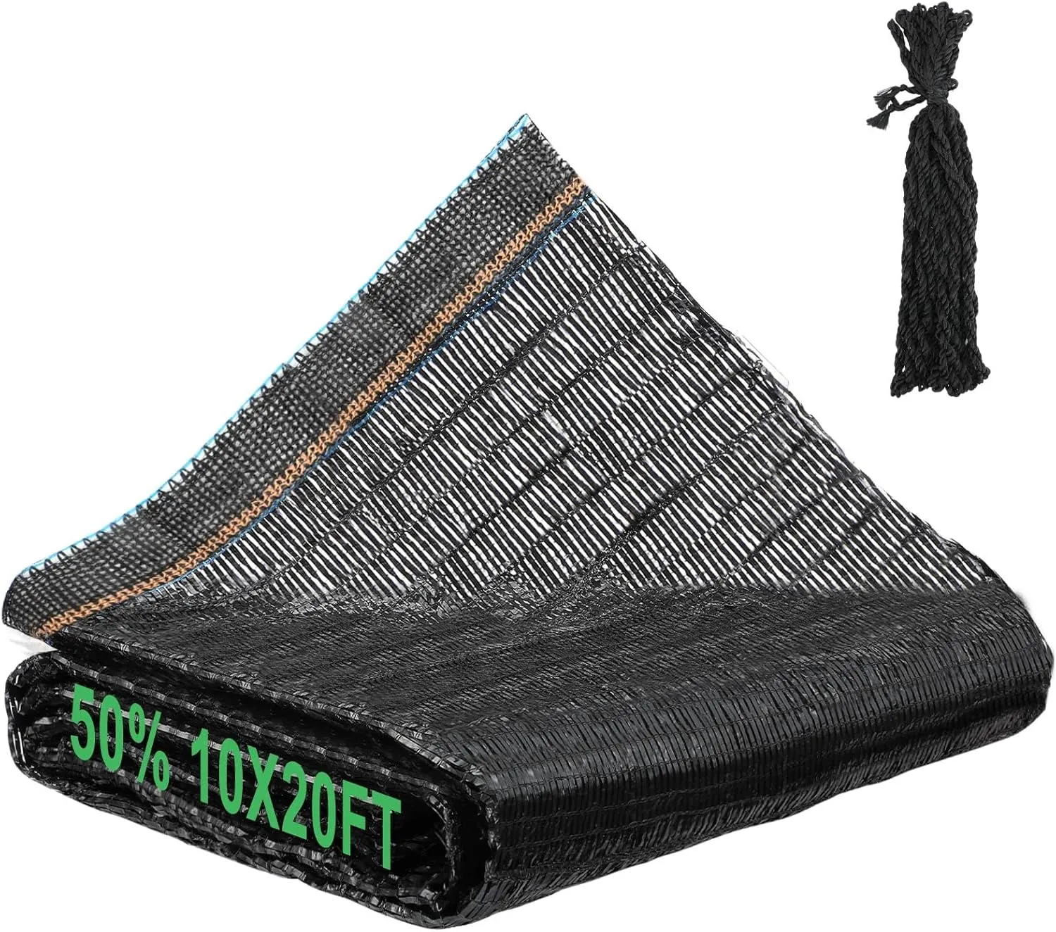 Cuttable Shade Cloth for Garden - 10x20FT 50% UV-Resistant Mesh Tarp with Rope, Black Sun Cover Net for Patio Greenhouse Raised Beds Plants