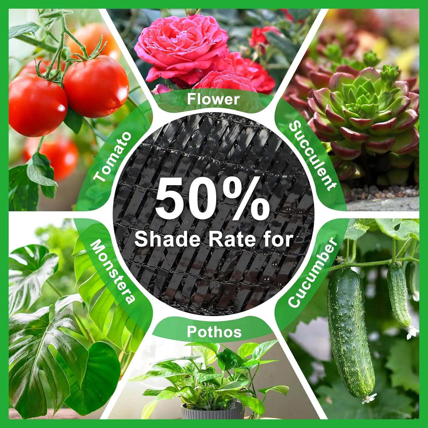 Cuttable Shade Cloth for Garden - 10x30FT 50% UV-Resistant Mesh Tarp with Rope, Black Sun Cover Net for Patio Greenhouse Raised Beds Plants