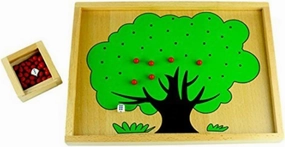 DANNI Montessori Children Math Teaching Aids Montessori Baby Wood Apple Tree Box Toy Number Matching Wood Math Count Education Toys