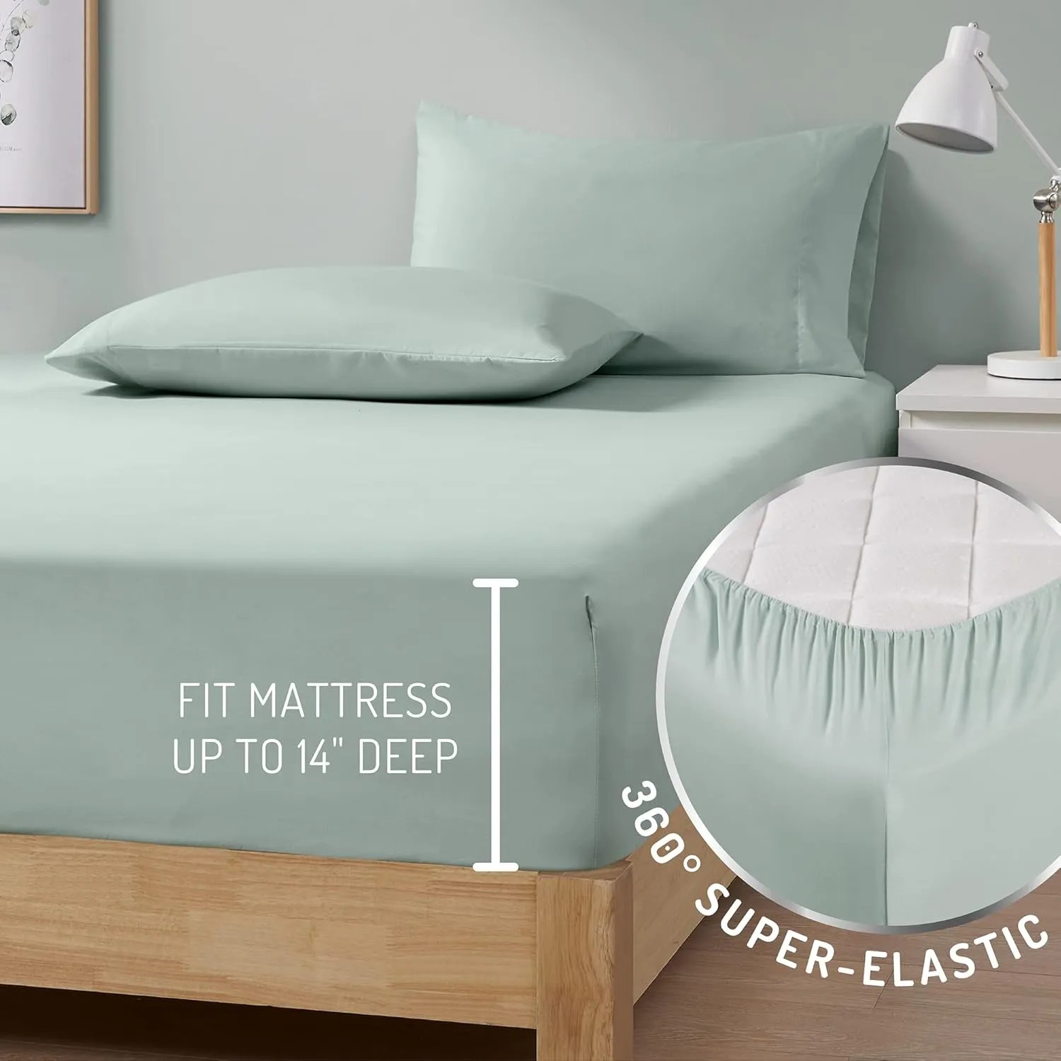 DEGREES OF COMFORT Coolmax Cooling Sheets | Queen Size Bed Sheet Set for Hot Sleepers | Soft Fabric with Deep Pocket, Mint-4PC